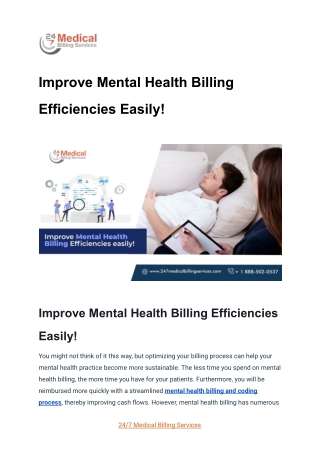 Improve Mental Health Billing Efficiencies Easily!