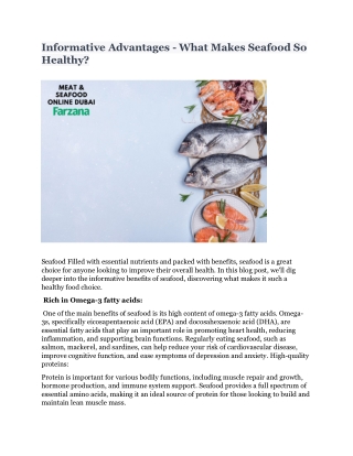 Informative Advantages - What Makes Seafood So Healthy