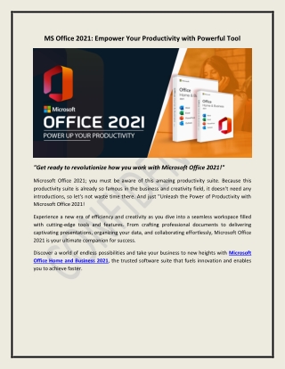 MS Office 2021: Empower Your Productivity with Powerful Tool