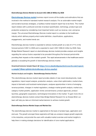 Electrotherapy Devices Market to Account US 1388.22 Million by 2028