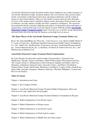 Asia-Pacific Menstrual Cramps Treatment Market