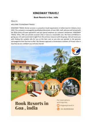 Book Resorts in  Goa , india