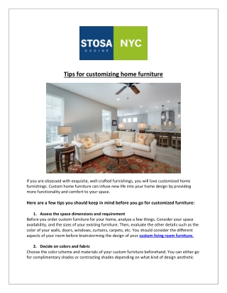 Stosa Cucine New York - 5 Tips For Customizing Home Furniture