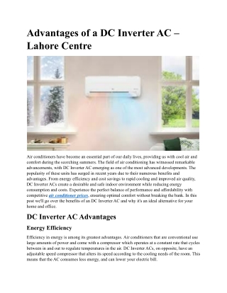 Advantages of a DC Inverter AC