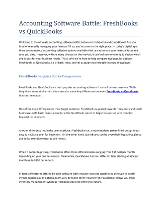 Accounting Software Battle- FreshBooks vs QuickBooks