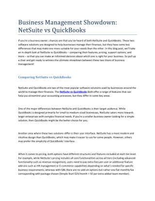 Business Management Showdown- NetSuite vs QuickBooks