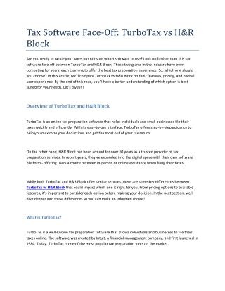 Tax Software Face-Off- TurboTax vs H&R Block