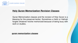 Holy Quran Memorization Revision Classes