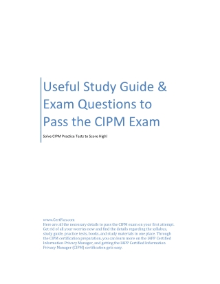 Useful Study Guide & Exam Questions to Pass the CIPM Exam