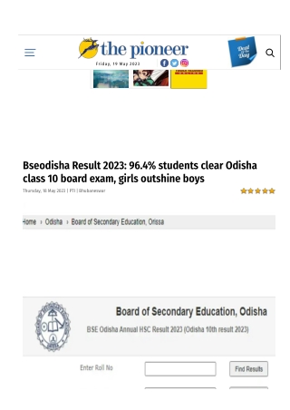 Bseodisha Result 2023 96.4% students clear Odisha class 10 board exam, girls outshine boys