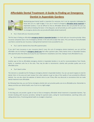 Affordable Dental Treatment A Guide to Finding an Emergency Dentist in Aspendale Gardens