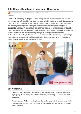 Life Coach Coaching in Virginia - Genzandu