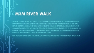 M3M River Walk | Investor Arena