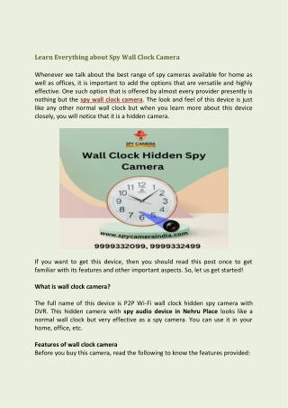 Learn Everything about Spy Wall Clock Camera