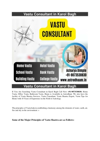 Vastu Consultant in Karol Bagh  91-9873530830