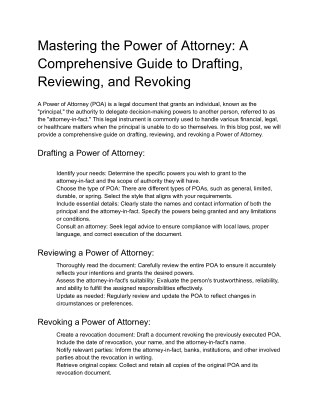 Mastering the Power of Attorney_ A Comprehensive Guide to Drafting, Reviewing, and Revoking