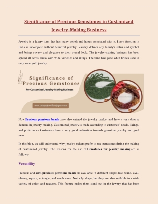 Significance of Precious Gemstones in Customized Jewelry-Making Business