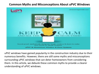 Common Myths and Misconceptions About uPVC Windows