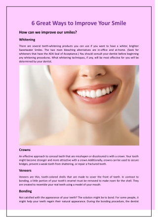 6 Great Ways to Improve Your Smile