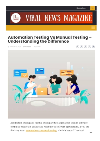 Automation Testing Vs Manual Testing – Understanding the Difference