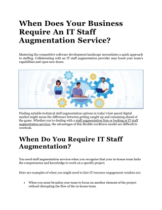 When Does Your Business Require An IT Staff Augmentation Service