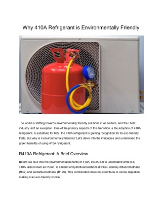 Why 410A Refrigerant is Environmentally Friendly