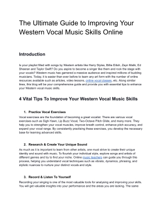 The Ultimate Guide to Improving Your Western Vocal Music Skills Online