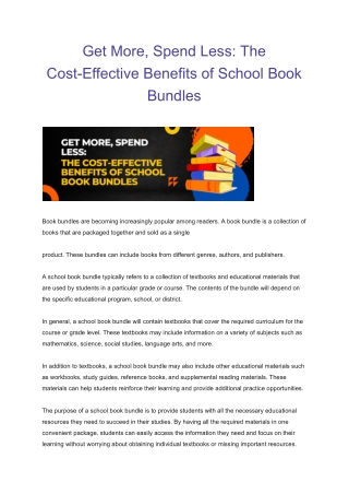 Exploring the Benefits of School Book Bundles: Enhancing Learning and Efficiency
