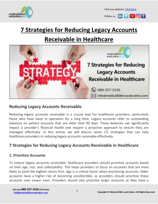 7 Strategies for Reducing Legacy Accounts Receivable in Healthcare