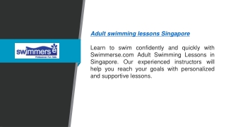 Adult Swimming Lessons Singapore  Swimmerse.com