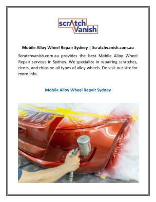 Mobile Alloy Wheel Repair Sydney | Scratchvanish.com.au