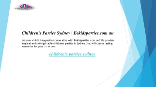 Children's Parties Sydney  Eekidsparties.com.au