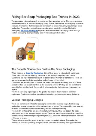 Rising Bar Soap Packaging Box Trends In 2023