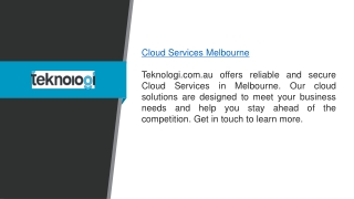 Cloud Services Melbourne  Teknologi.com.au