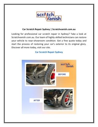 Car Scratch Repair Sydney | Scratchvanish.com.au