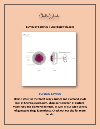 Buy Ruby Earrings | Chordiajewels.com