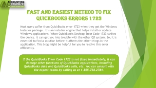 A proper guide to troubleshoot QuickBooks Errors 1723