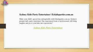 Sydney Kids Party Entertainer  Eekidsparties.com.au