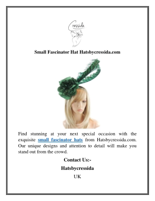 Small Fascinator Hat Hatsbycressida