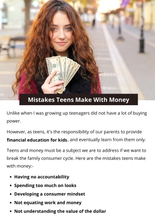 Mistakes Teens Make With Money