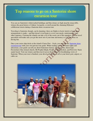 Top reasons to go on a Santorini shore excursion tour