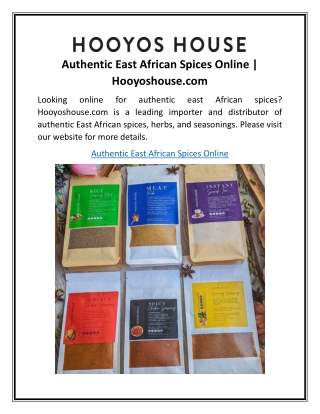 Authentic East African Spices Online | Hooyoshouse.com