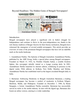 Beyond Headlines_ The Hidden Gems of Bengali Newspapers