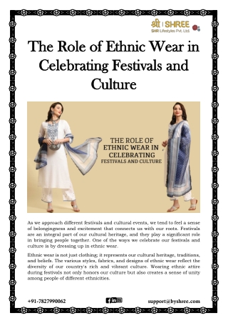 The Role of Ethnic Wear in Celebrating Festivals and Culture