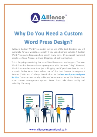 Why Do You Need a Custom Word Press Design