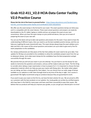 H12-411_V2.0 HCIA-Data Center Facility V2.0