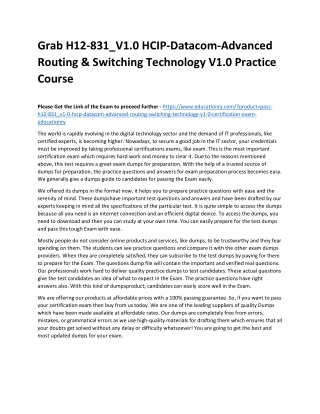 H12-831_V1.0 HCIP-Datacom-Advanced Routing & Switching Technology V1.0