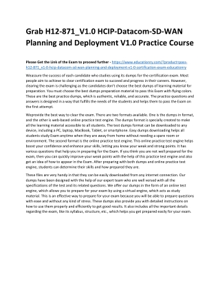 H12-871_V1.0 HCIP-Datacom-SD-WAN Planning and Deployment V1.0