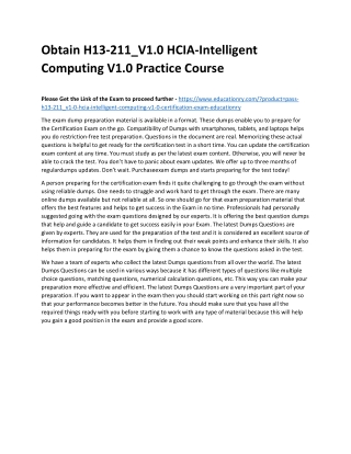 H13-211_V1.0 HCIA-Intelligent Computing V1.0