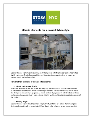 Stosa Cucine New York - 8 basic elements for a classic kitchen style